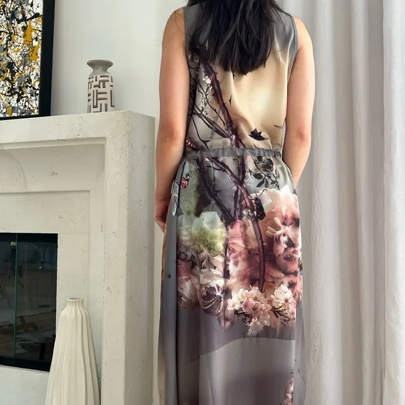 Bolongaro Trevor Gray Floral Dress size small-medium - Picture 5 of 8